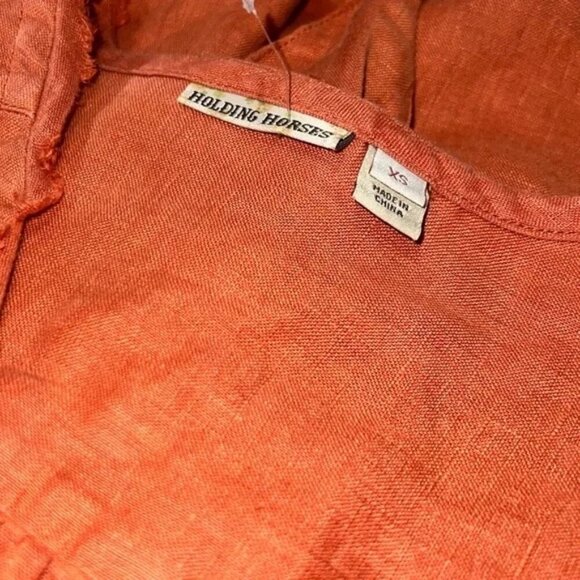 ANTHROPOLOGIE - Ginnie Tied-Sleeve Linen Tunic By Holding Horses Size Sz XS - Picture 3 of 8